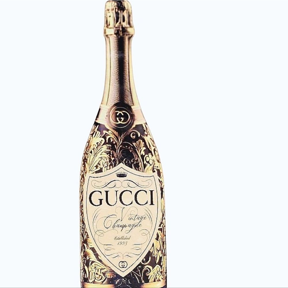 At Home Gucci Italian Vintage Champagne Bottle Wooden Decor‎